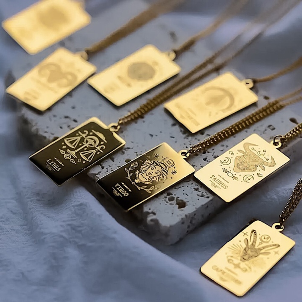 ⚜️𝟯𝟬%𝗢𝗙𝗙 𝗯𝘂𝗻𝗱𝗹𝗲𝘀 𝟯+⚜️ NEW Zodiac Carved Stainless Steel Necklace - Picture 4 of 12